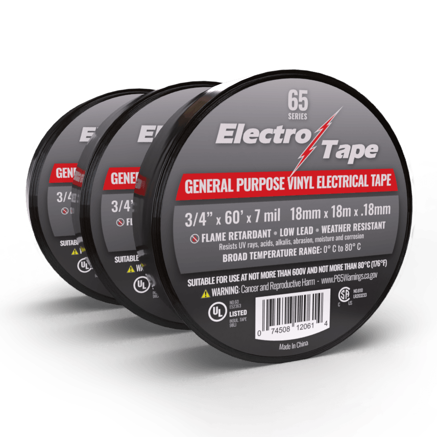 #65 7mil 3/4"x66' Black General Purpose Electrical tape