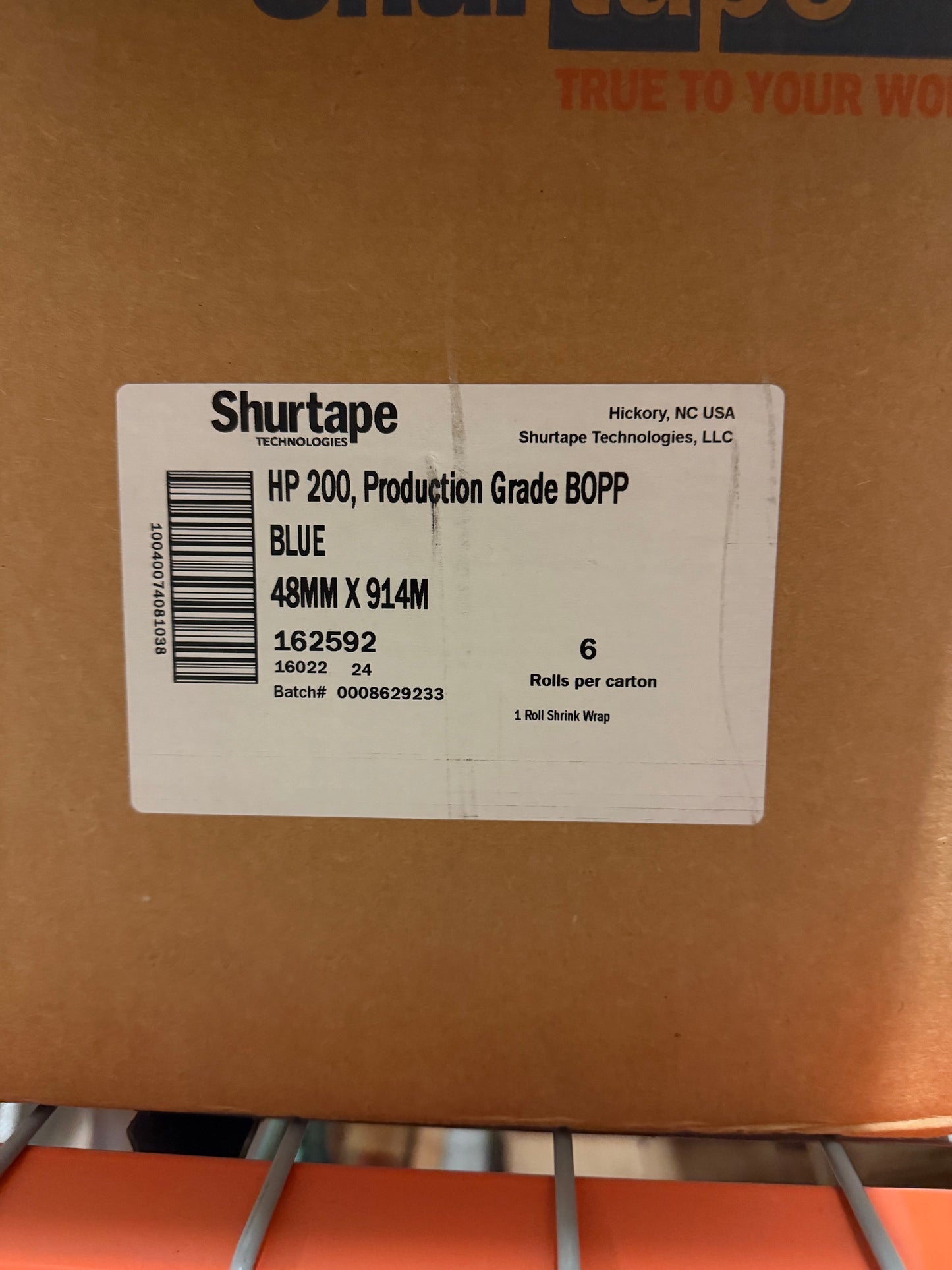 Shurtape Machine Length HP 200, Production Grade BOPP Carton Sealing Tape - 2" x 1000 yds.