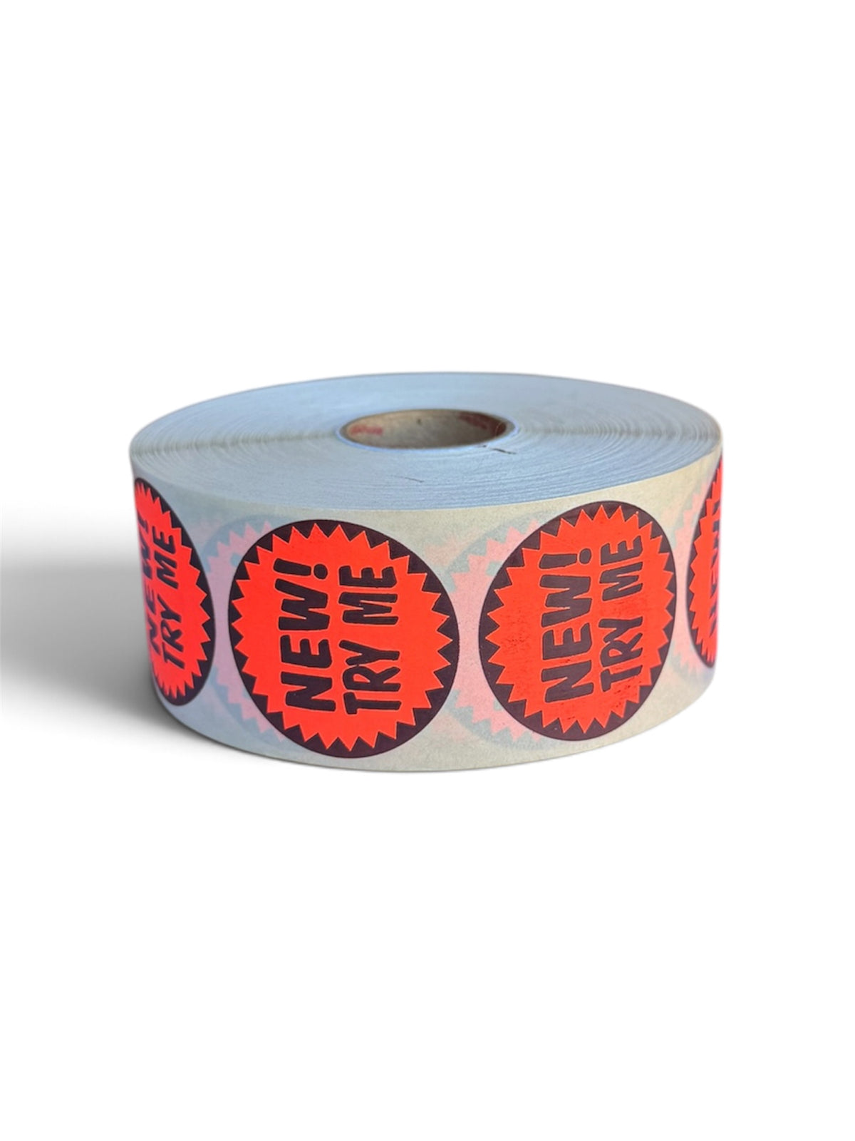 "New! Try Me!" Circle Stickers In A Roll