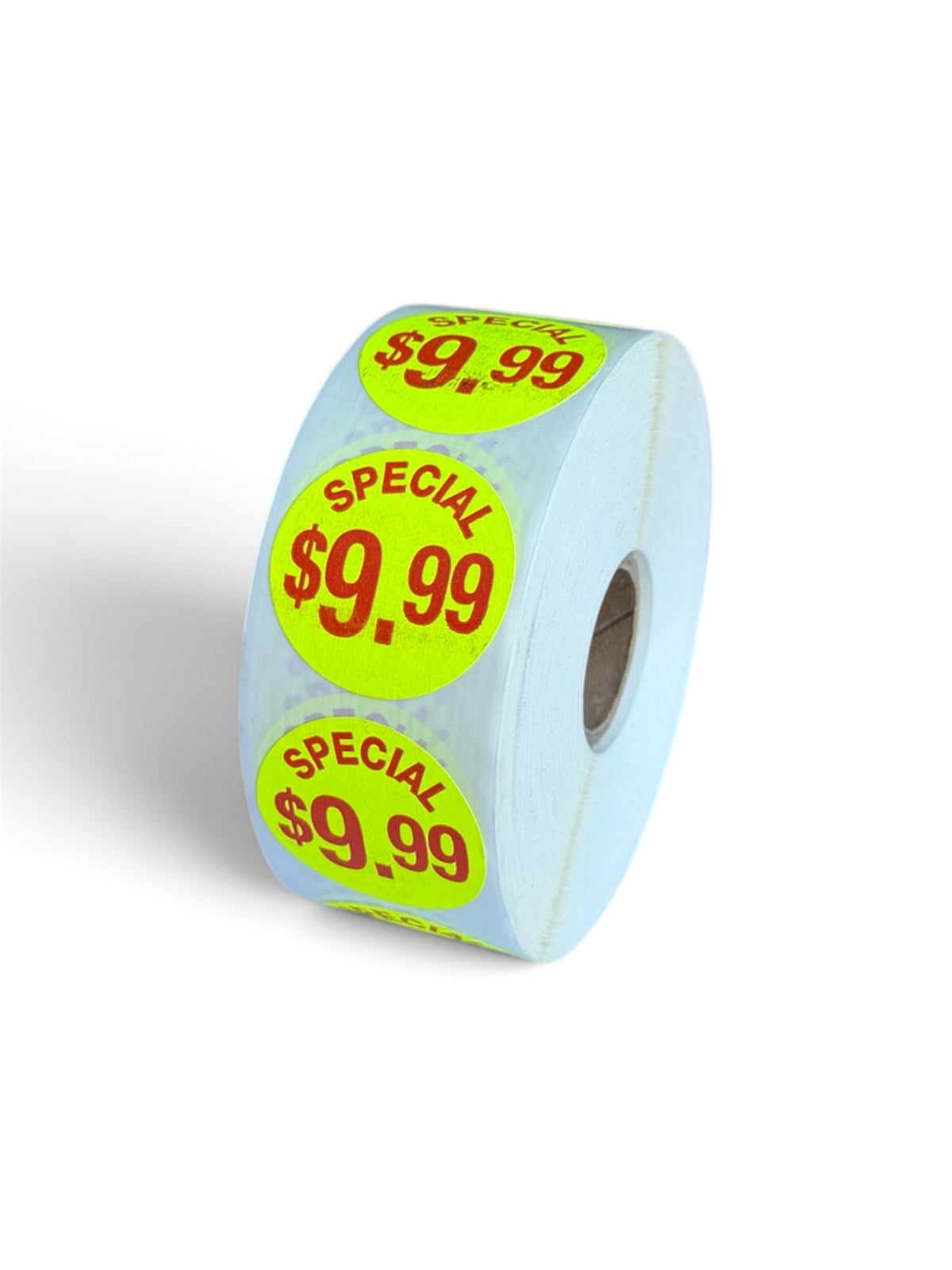 "$9.99" Fluorescent Yellow Price Stickers In A Roll
