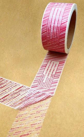 Tamper Tape TEV-STR  or TEV-OVR   red/white striped  or  solid red options